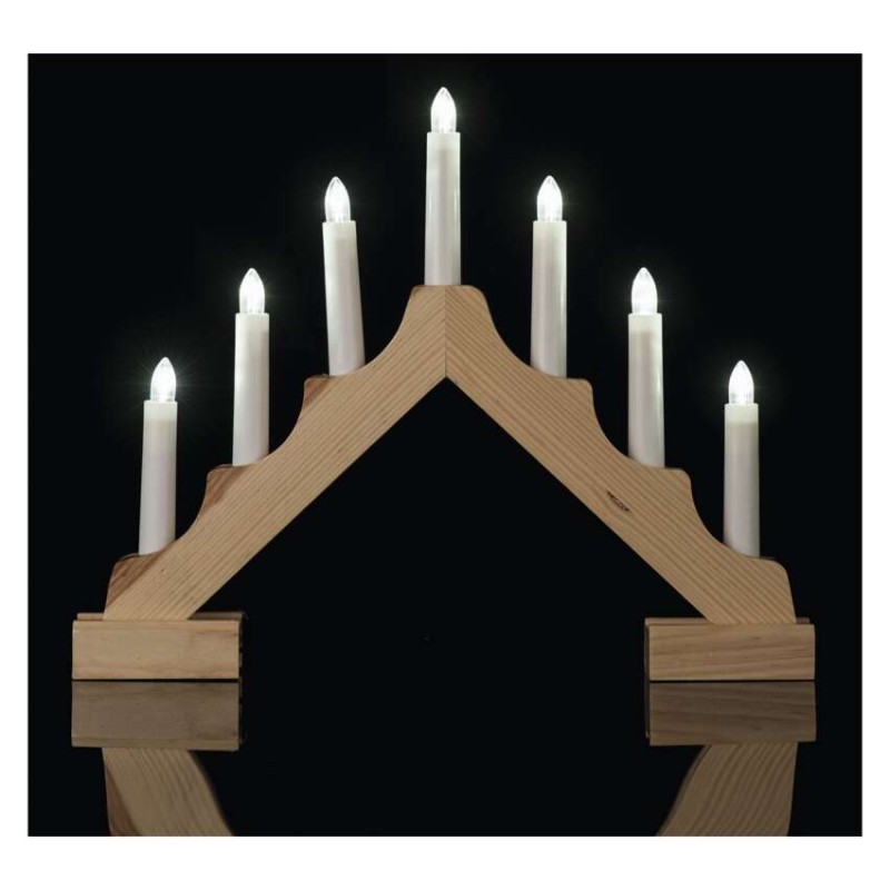 LED Leuchter Holz, 29 cm, 2x AA, Innen, warm-weiß, Timer