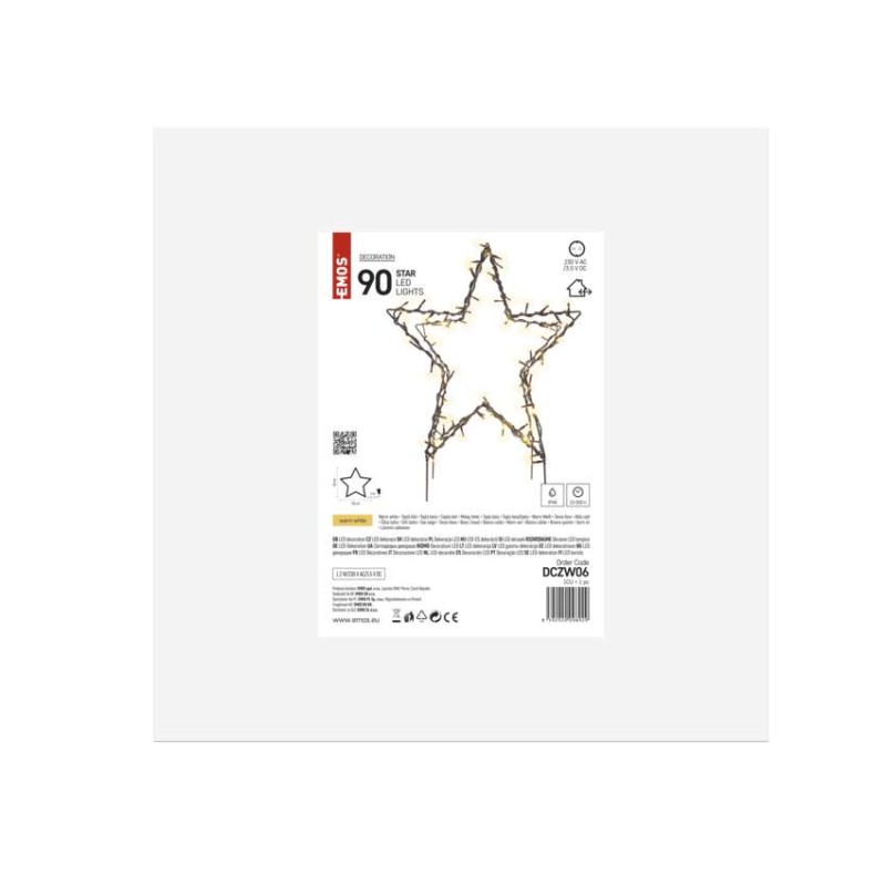 Dekoracja ogrodowa - 90 LED gwiazda metalowa 56 cm, ciepła biel, IP44