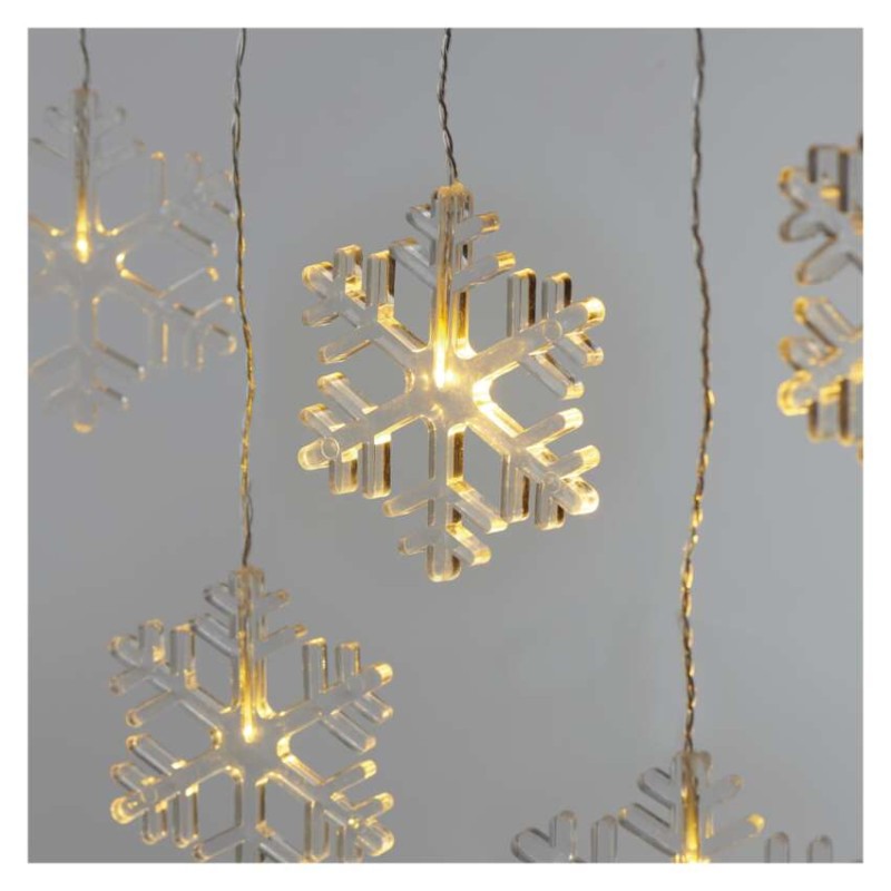 LED Weihnachtlicher Vorhang – Schneeflocken, 84 cm, Innen, warm-weiß