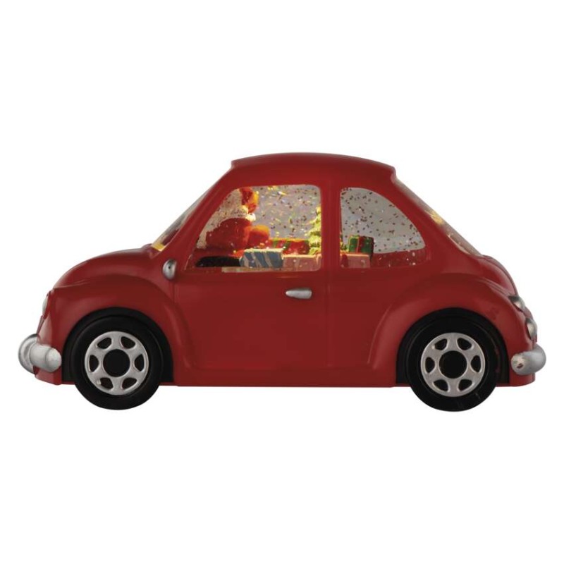 LED-dekoratsioon – auto jõulumehega, 10 cm, 3x AA, tuppa, soe valge, ajasti