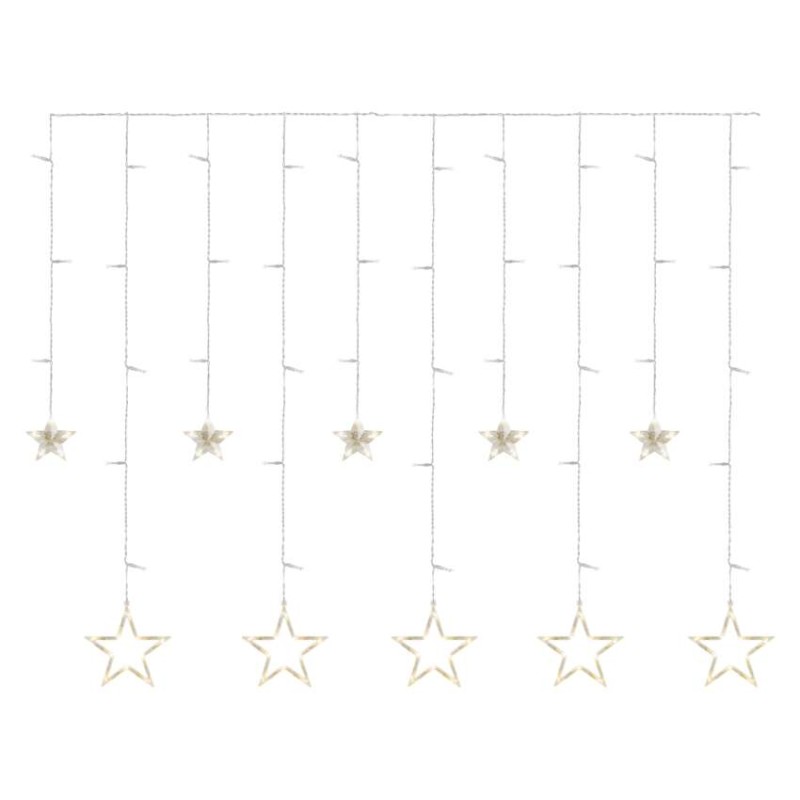 LED Weihnachtsvorhang – Sterne, 185x105 cm, Innen, warm-weiß