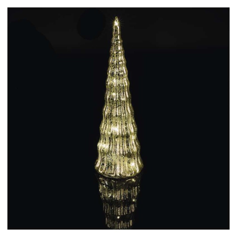 LED stikla eglīte, 27 cm, 2x CR2032, iekštelpās, silti balta, taimeris