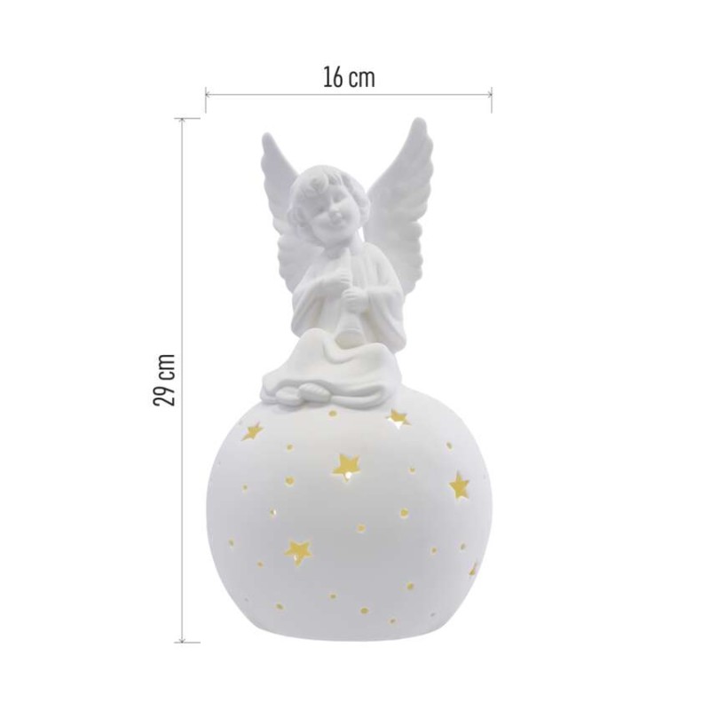 LED-Keramik-Engel, 29 cm, 2x AA, Innen, warmweiss