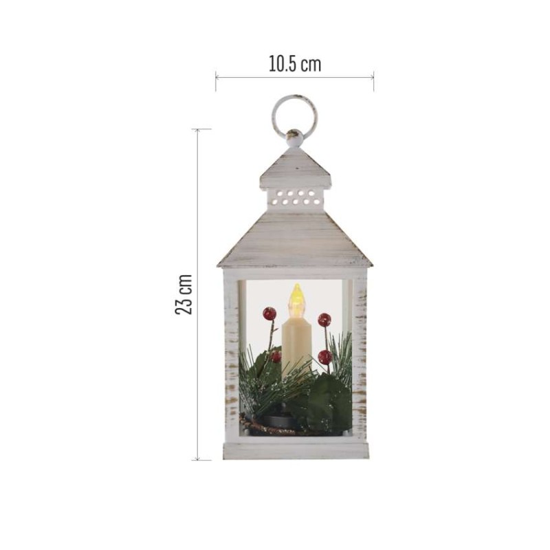 LED dekoracija – božična laterna s svečko, 23 cm, 3x AAA, notranja, vintage
