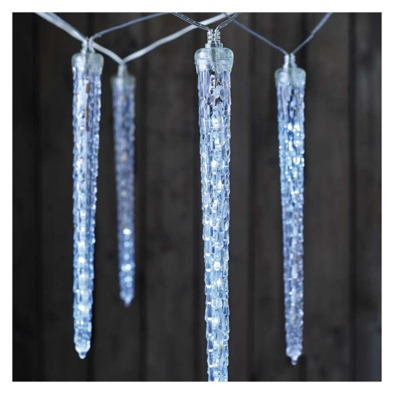 Dekoracje - 140 LED 10x sopel 29 cm 3,6 m, zimna biel, IP44