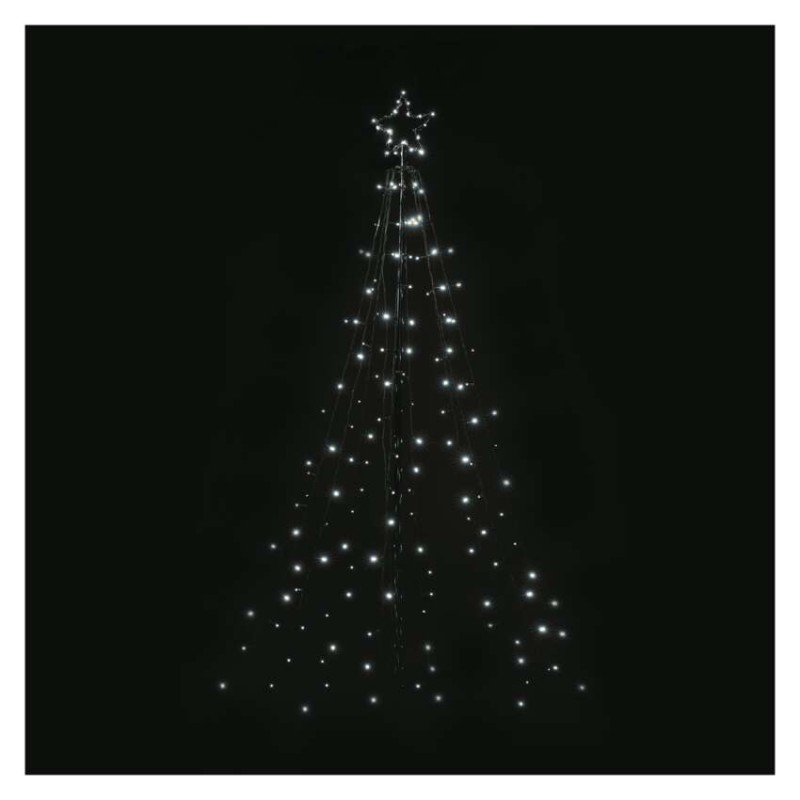 LED vianočný strom kovový, 180 cm, vonkajší aj vnútorný, studená biela, časovač