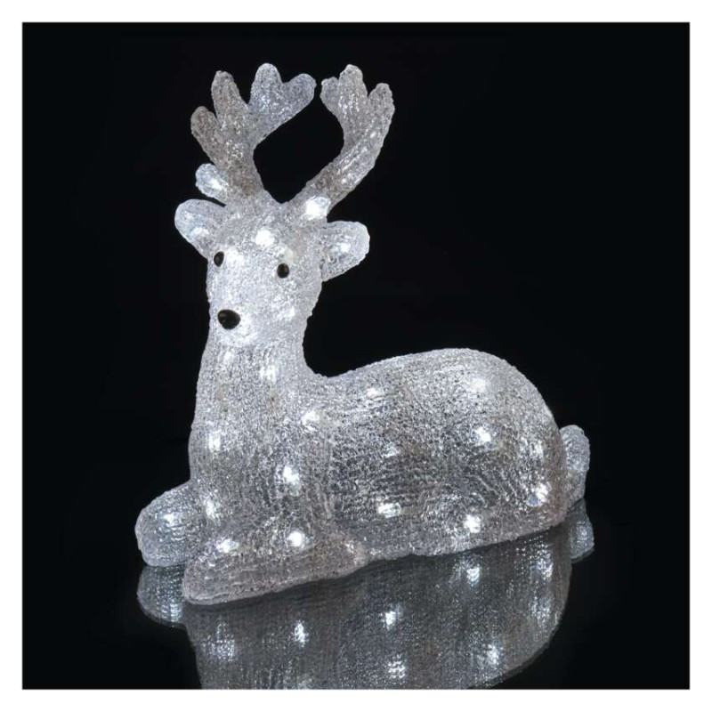 LED Weihnachtlicher Hirsch, 27 cm, Außen und Innen, Kaltweiß, Timer