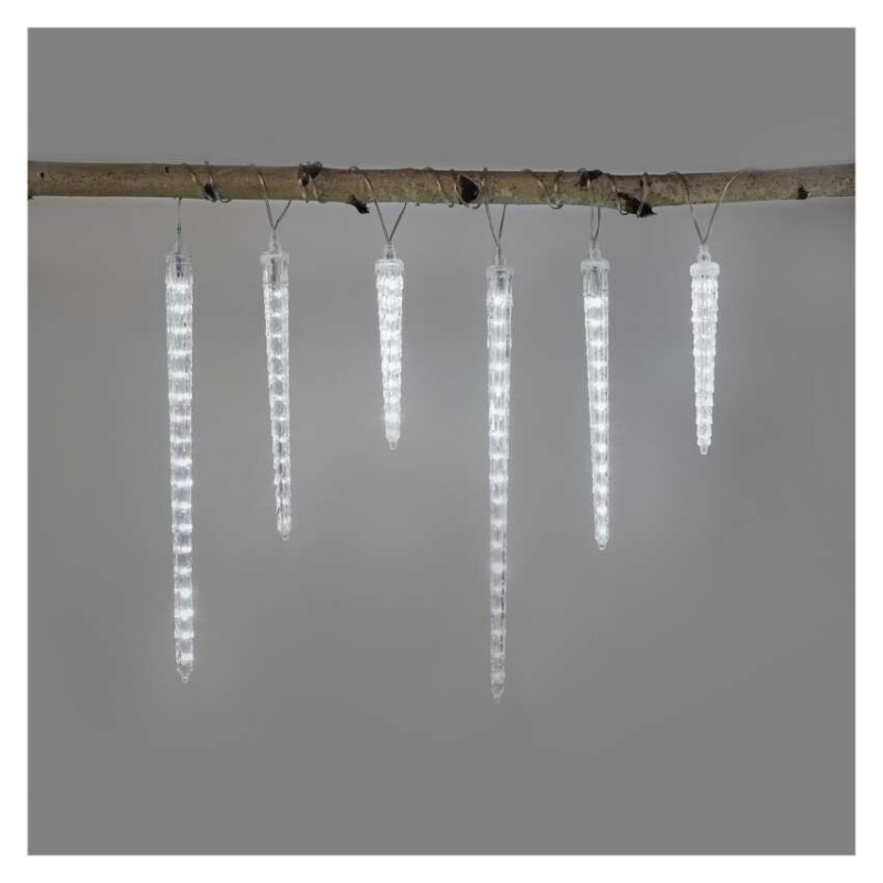 LED Weihnachtsgirlande – Eiszapfen, 6 Stk., 2 m, Außen und Innen, Kaltweiß