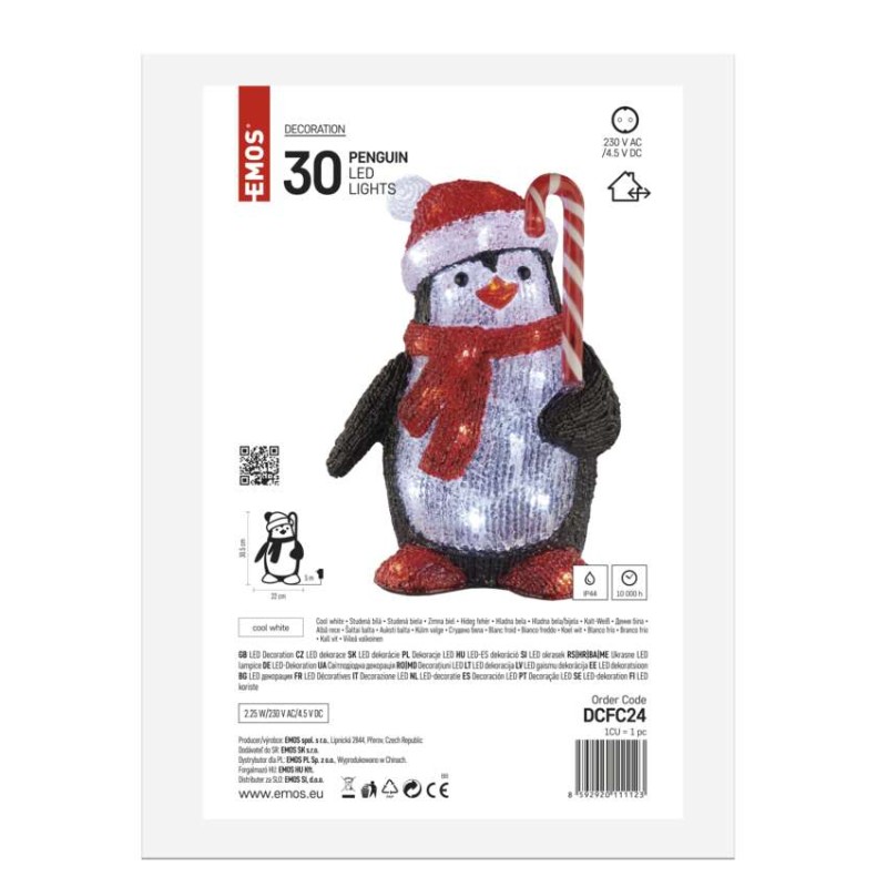 LED Weihnachts-Pinguin, 30,5 cm, Außen und Innen, Kaltweiß