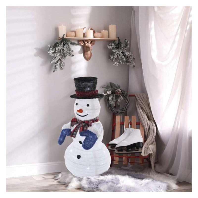 LED faltbarer Schneemann, 60 cm, Außen und Innen, Kaltweiß