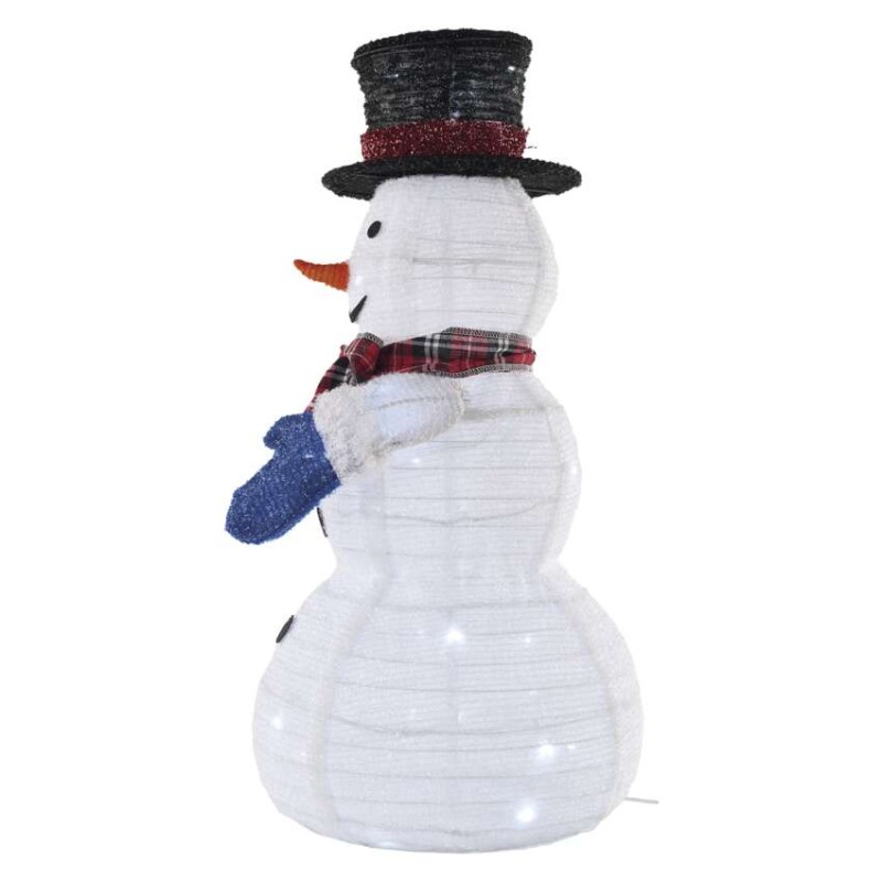 LED faltbarer Schneemann, 60 cm, Außen und Innen, Kaltweiß