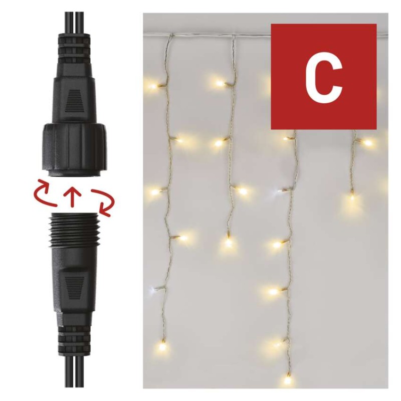 Standard LED Verbindungskette blinkend – Eiszapfen, 2,5 m, Außen, warm-weiß/Kaltweiß