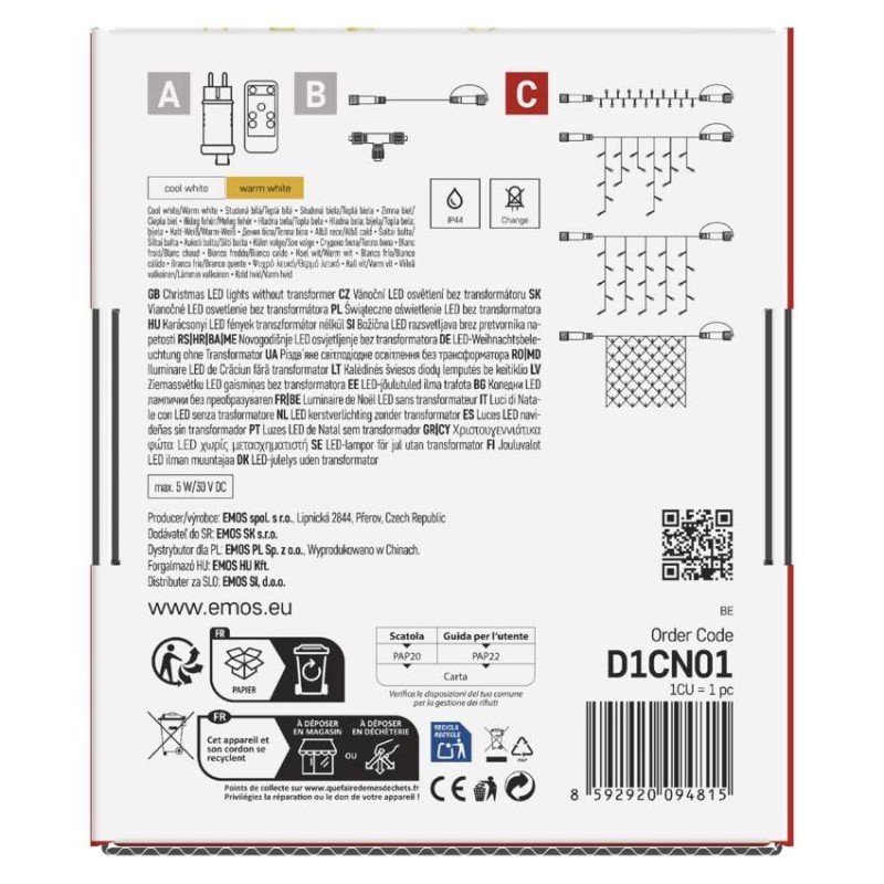 Standard LED Verbindungskette blinkend – Eiszapfen, 2,5 m, Außen, warm-weiß/Kaltweiß