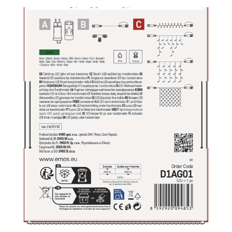 Standard LED Verbindungskette , 10 m, Außen/Innen, grün