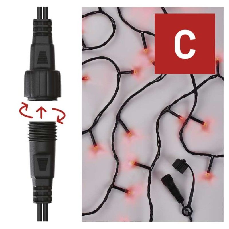 Standard LED Verbindungskette, 10 m, Außen/Innen, rot