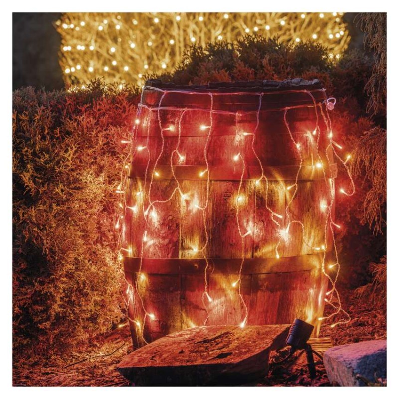 Standard LED spojovacia reťaz pulzujúca – cencúle, 2,5 m, vonkajšia, červená/vintage