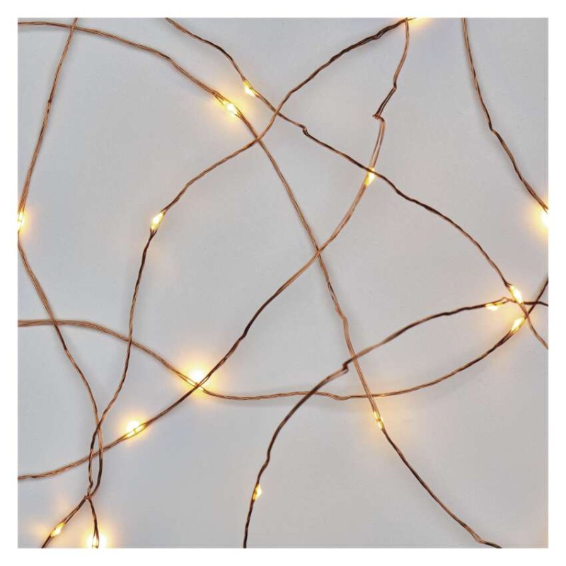 LED Weihnachtliche Nano-Kette kupferfarben, 4 m, Außen und Innen, warm-weiß, Timer