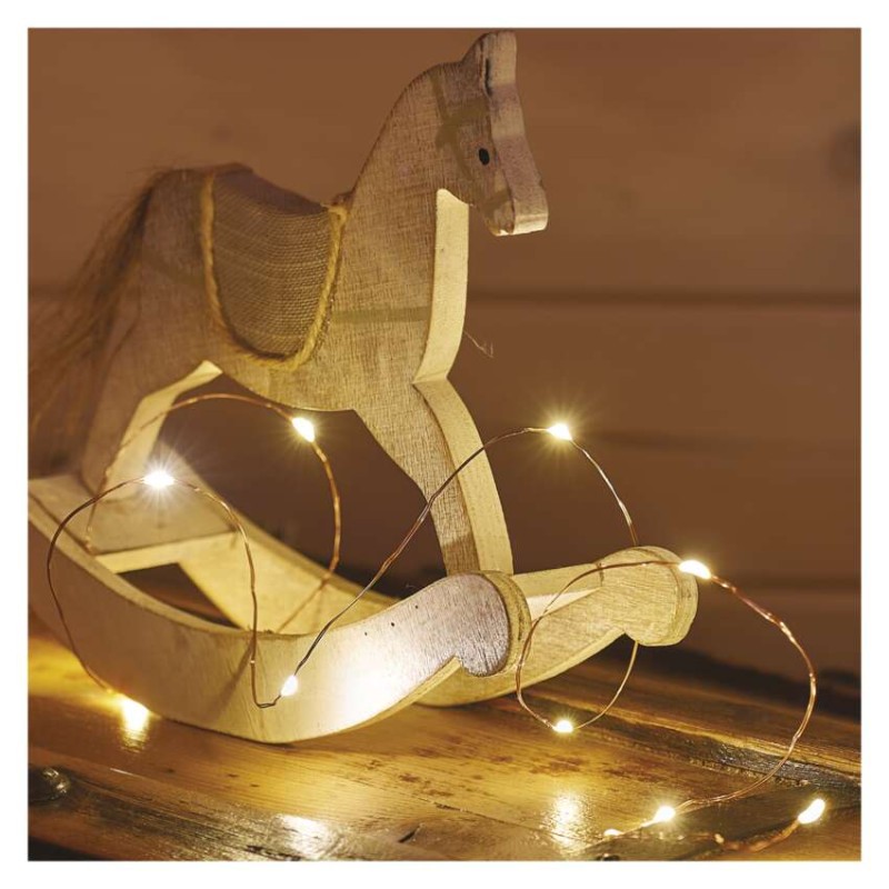 LED Weihnachtliche Nano-Kette, 1,9 m, 2x AA, Innen, warm-weiß, Timer