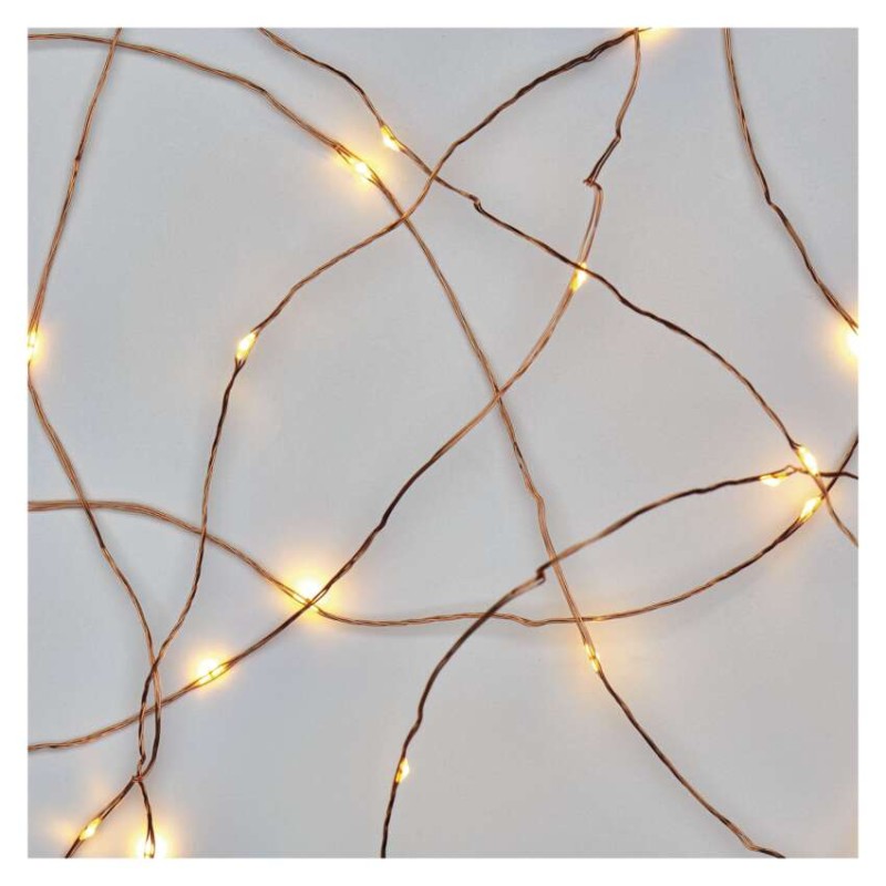 LED Weihnachtliche Nano-Kette, 1,9 m, 2x AA, Innen, warm-weiß, Timer