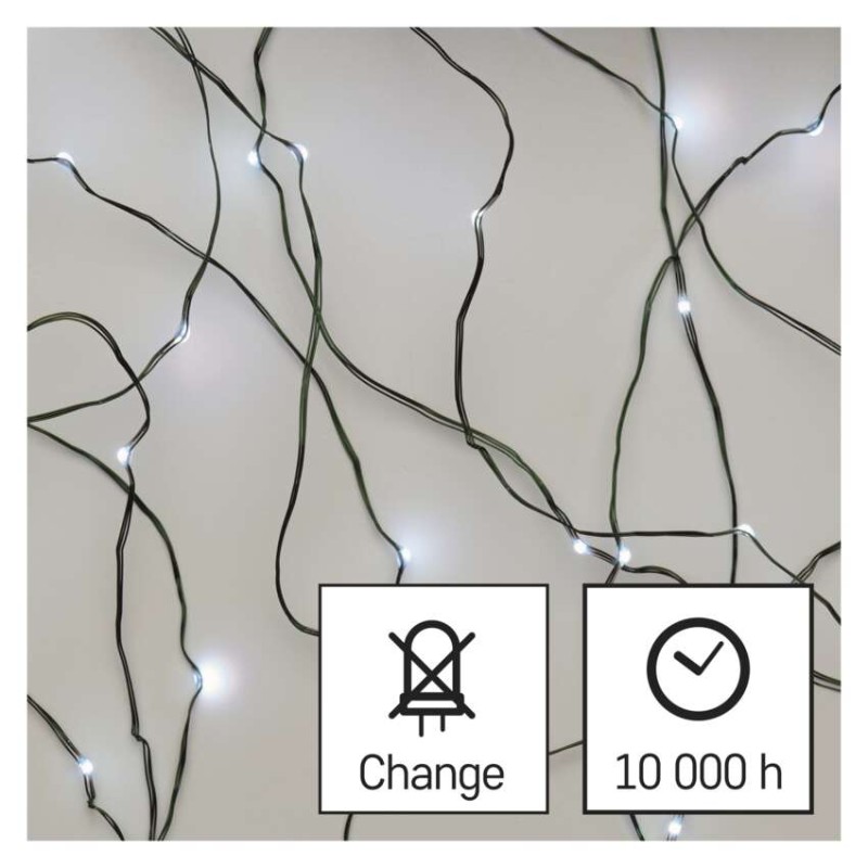 LED Weihnachtliche Nano-Kette grün, 4 m, Außen und Innen, Kaltweiß, Timer