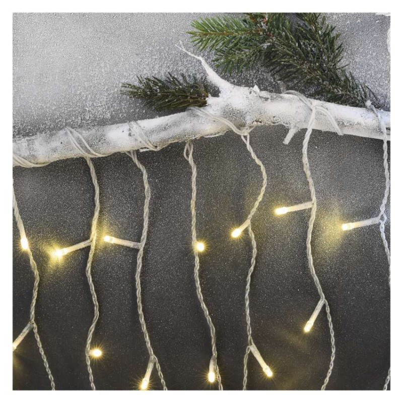 LED Weihnachts-Eiszapfen, 5 m, Außen/Innen, warm-weiß, Fernbedienung, Programme, Timer