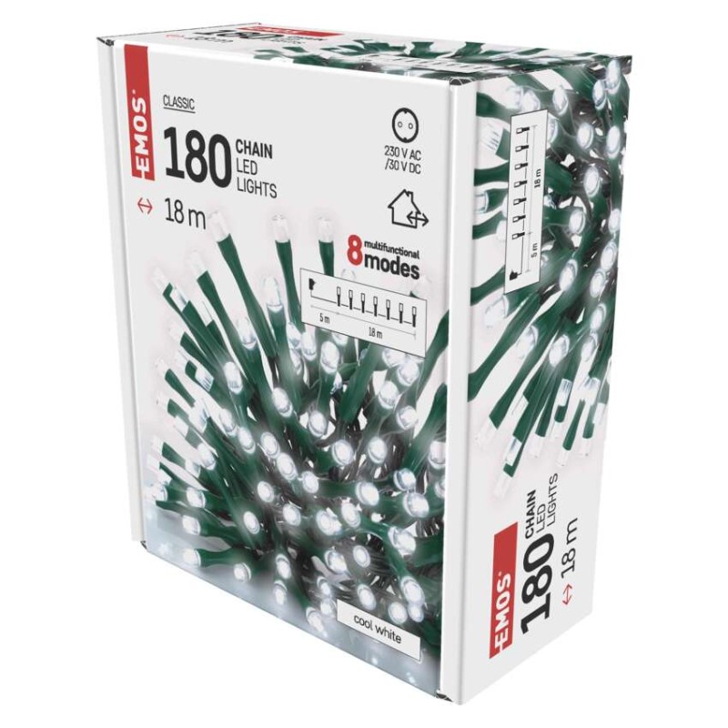 LED Weihnachtliche Lichterkette, 18 m, Außen/Innen, kaltweiß, Programme