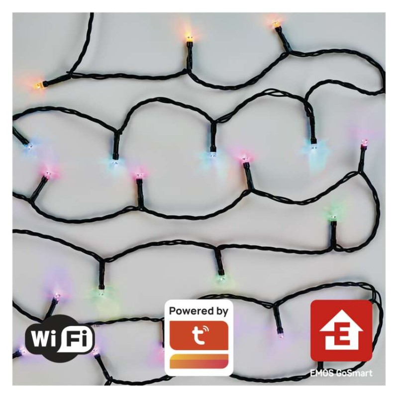 GoSmart LED Weihnachtliche Lichterkette, 12 m, Außen/Innen, RGB, Programme, Timer, WiFi