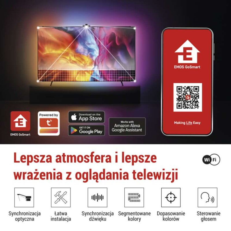 GoSmart Oświetlenie Ambilight LED RGB do TV 55'' (139 cm)