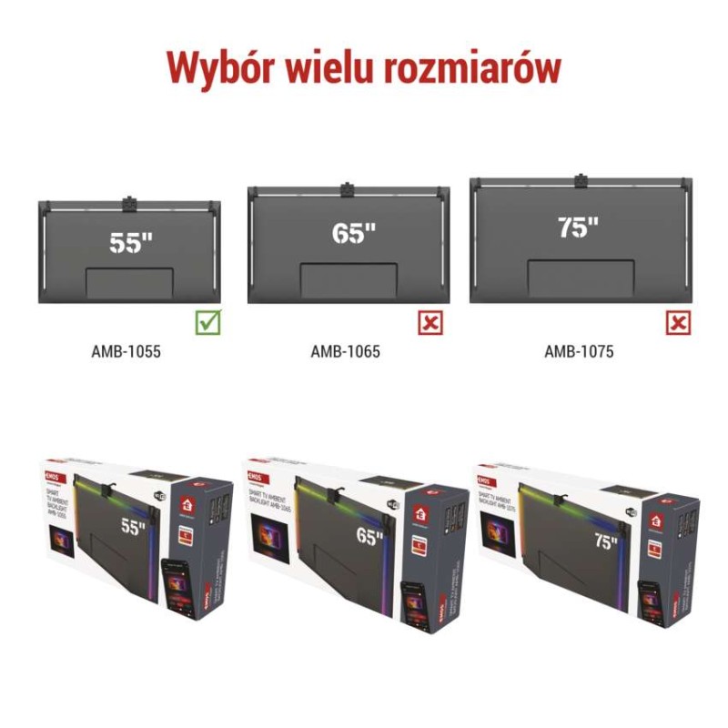 GoSmart Oświetlenie Ambilight LED RGB do TV 55'' (139 cm)