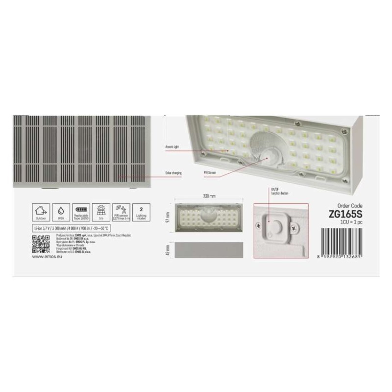 LED-Leuchte BRIXO mit PIR, neutralweiss