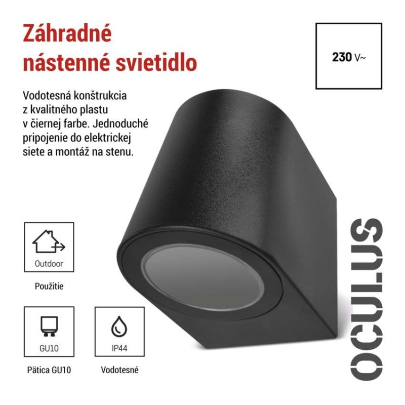 Záhradné nástenné svietidlo OCULUS, 8,8 x 6,7 x 8 cm, 1 x GU10, 1× 7W