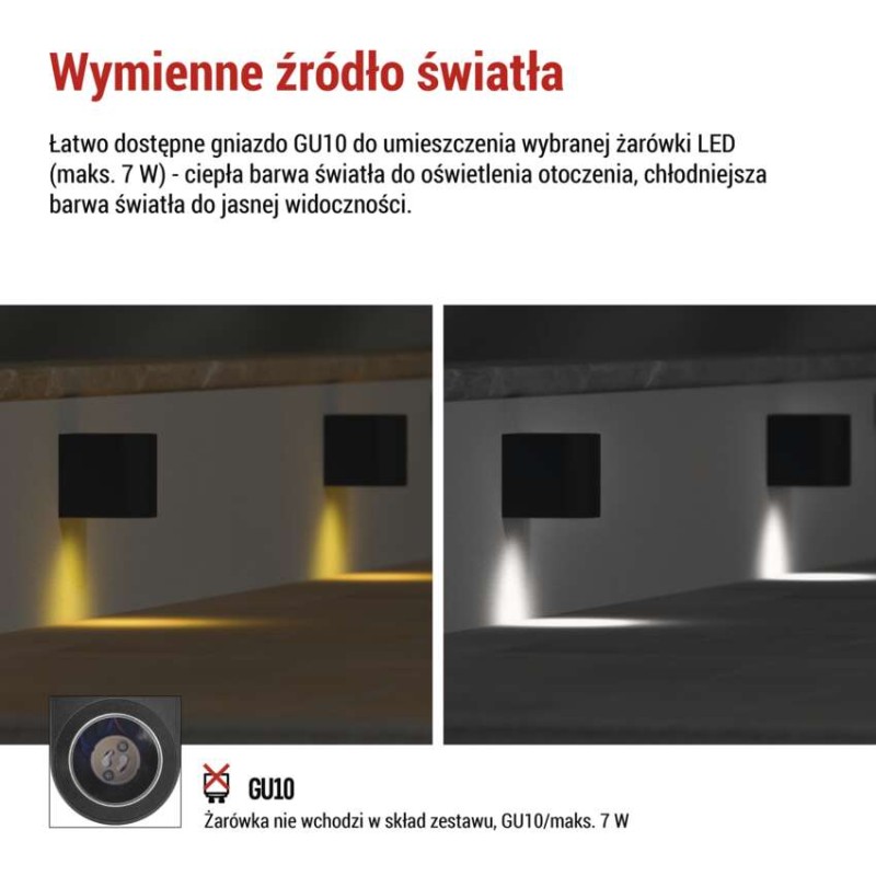 Lampa naścienna Garden OCULUS 8cm, na żarówkę GU10, 1× 7W, IP44