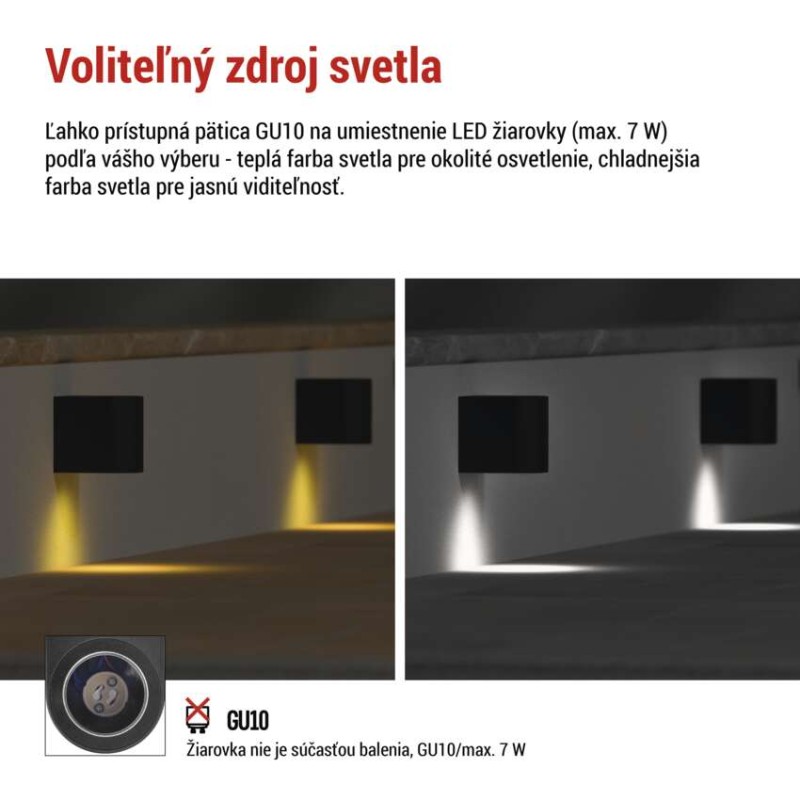 Záhradné nástenné svietidlo OCULUS, 8,8 x 6,7 x 8 cm, 1 x GU10, 1× 7W