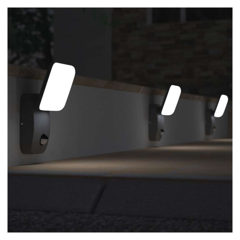 LED záhradné nástenné svietidlo NIKA, senzor súmraku, 12 x 12 x 20 cm, 12,8 W, teplá biela