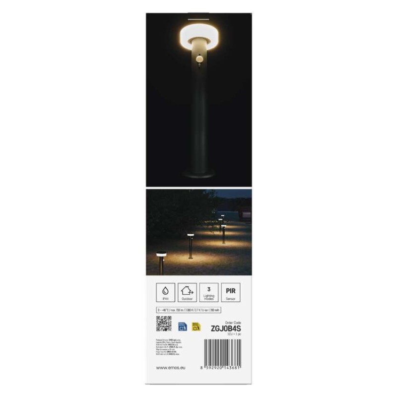 LED záhradné solárne stĺpikové svietidlo TERION, senzor súmraku, 12,5 x 12,5 x 50 cm