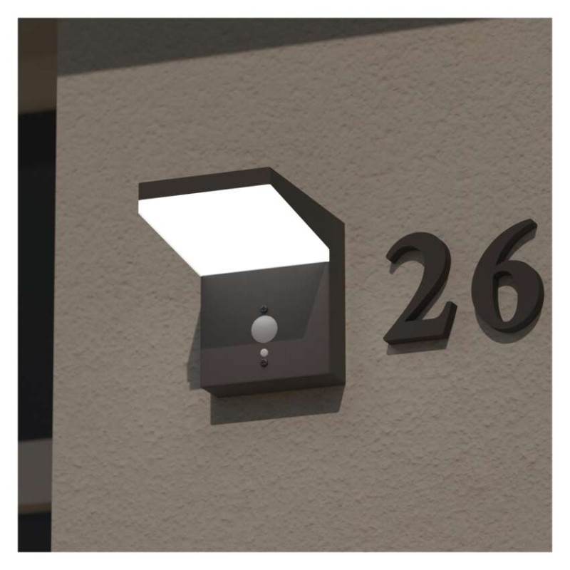 LED zahradní solární nástěnné svítidlo VEREA, čidlo soumraku, 10,7 x 15,4 x 13 cm