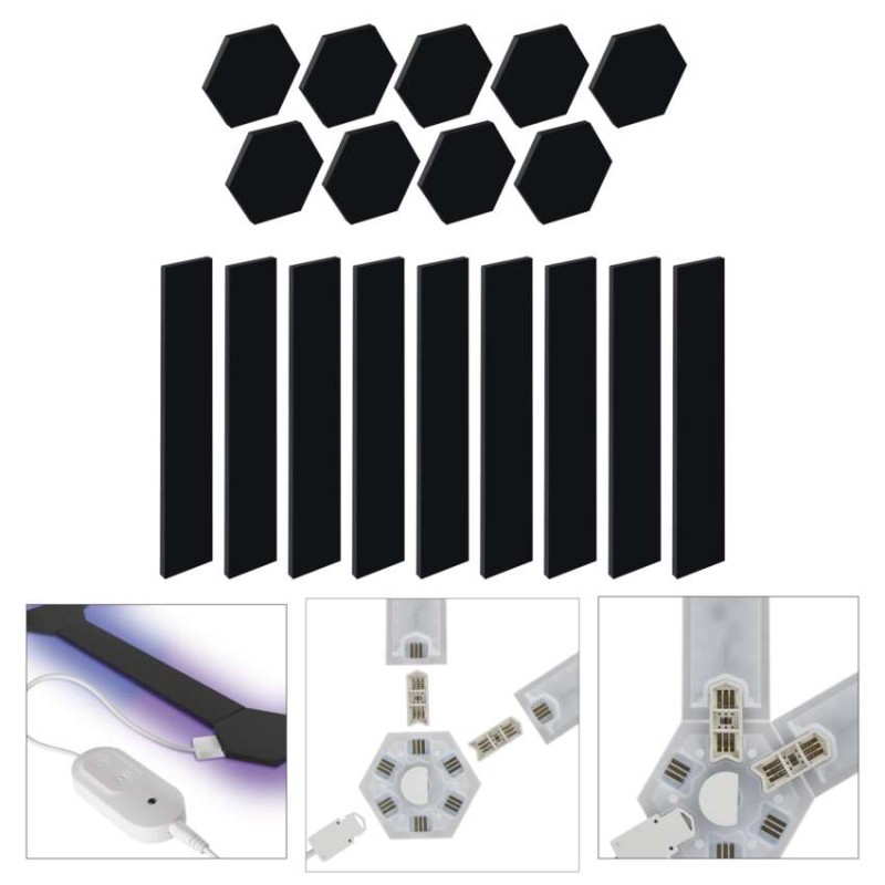 GoSmart LED gaismeklis Lines melns, 9 daļas, 34 W, RGBIC dimmējams, WiFi