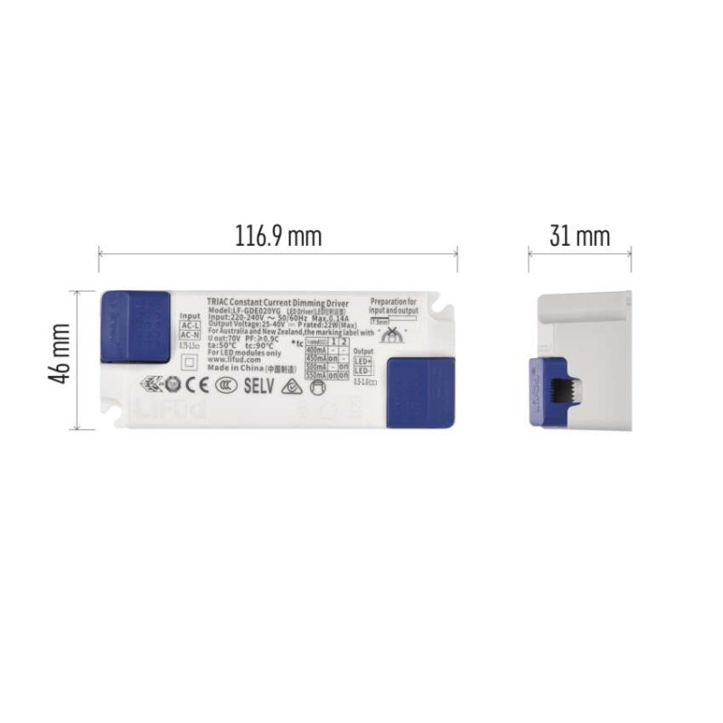 Triac dimmbarer Treiber für LED-Leuchte 550mA 20W