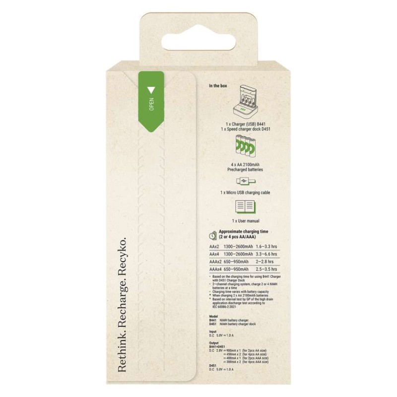 GP Akkumulátor töltő B441 + Speed Dock + 4 x AA 2100 mAh