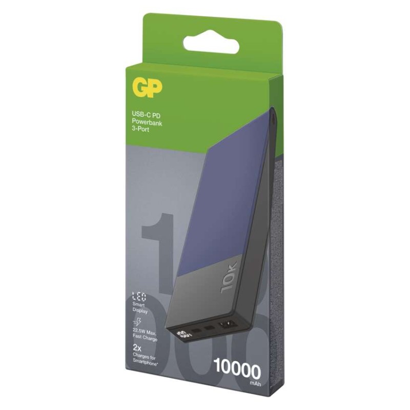 GP M2+ Series powerbank, 10 000 mAh, 22,5 W, modra