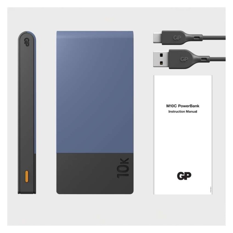 GP M2+ Series powerbank, 10 000 mAh, 22,5 W, modra