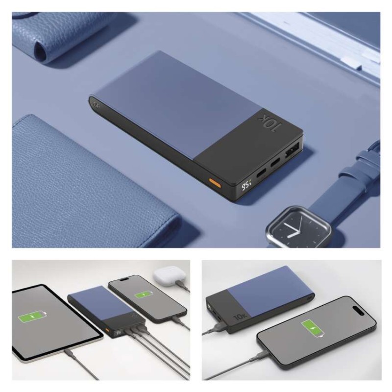 GP M2+ Series powerbank, 10 000 mAh, 22,5 W, modra