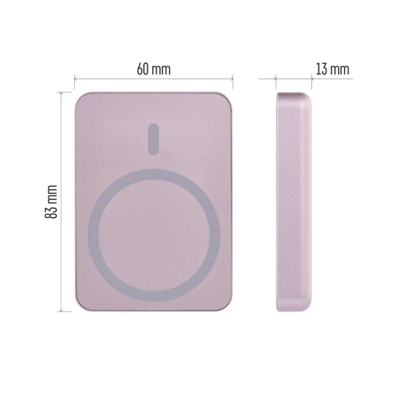 Power bank EMOS WI 522, 5 000 mAh, 20 W+Wireless, lososová