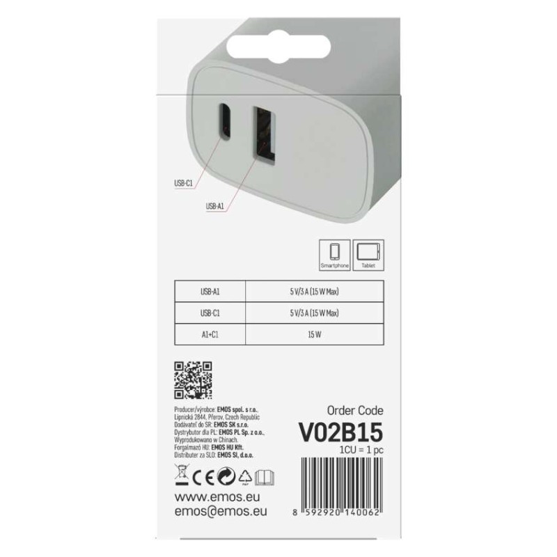 USB polnilec hišni BASIC 15 W max.