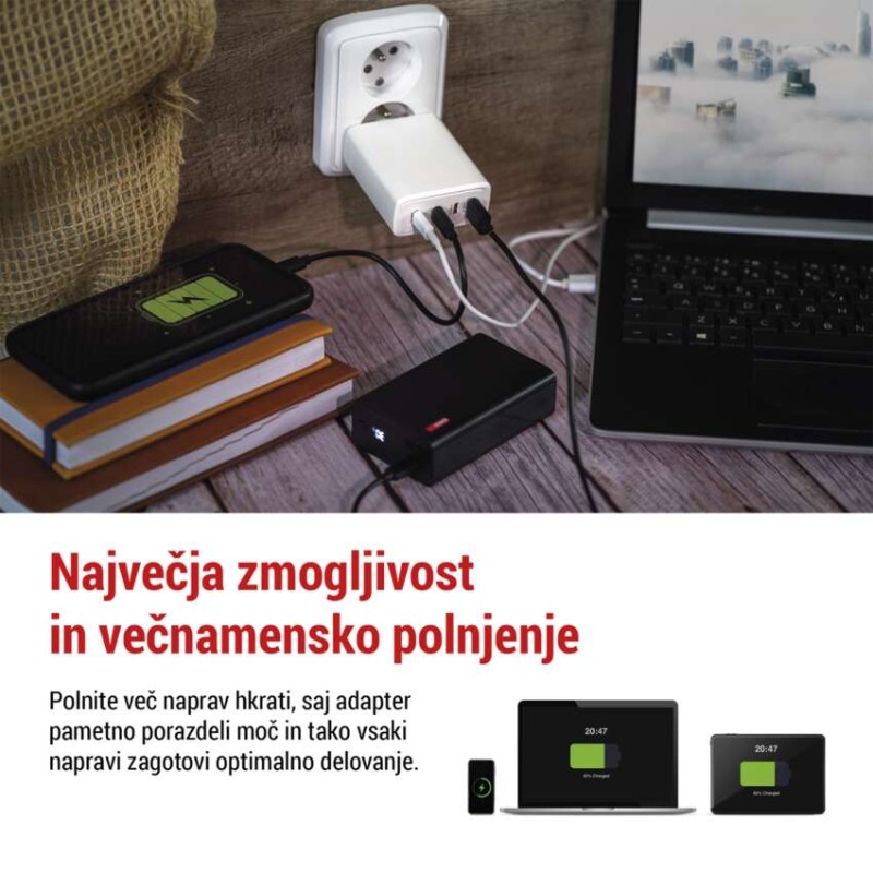 USB polnilec hišni GaN PD 120 W max.