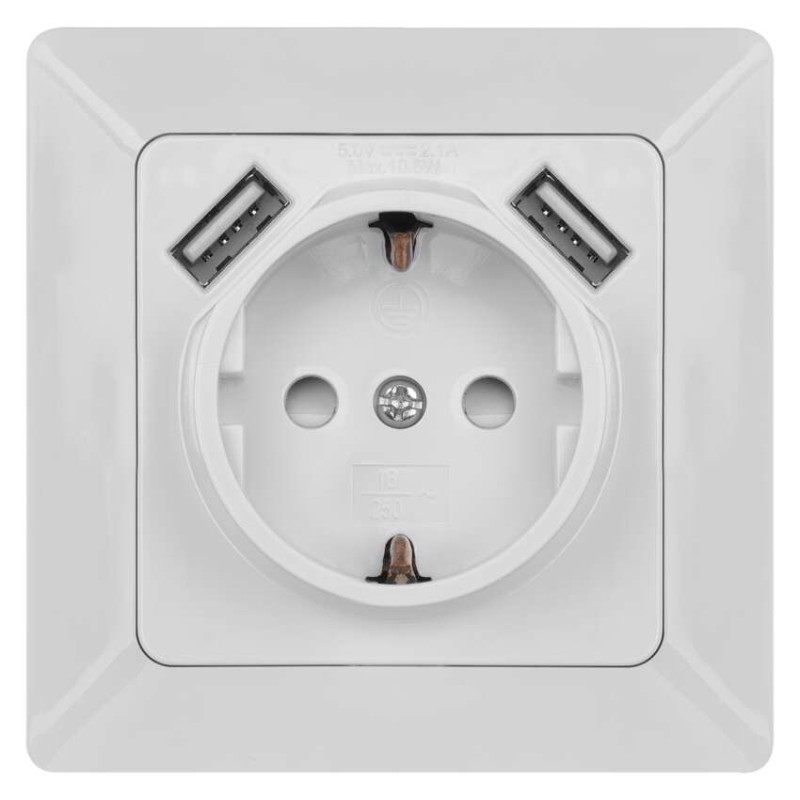 Steckdose mit USB 2,1A max. SCHUKO, weiss