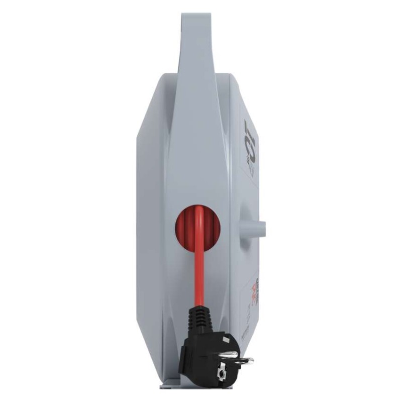 Przedłużacz zwijany 10 m / 4 gniazda / czerwony / PVC / 230 V / 1 mm2