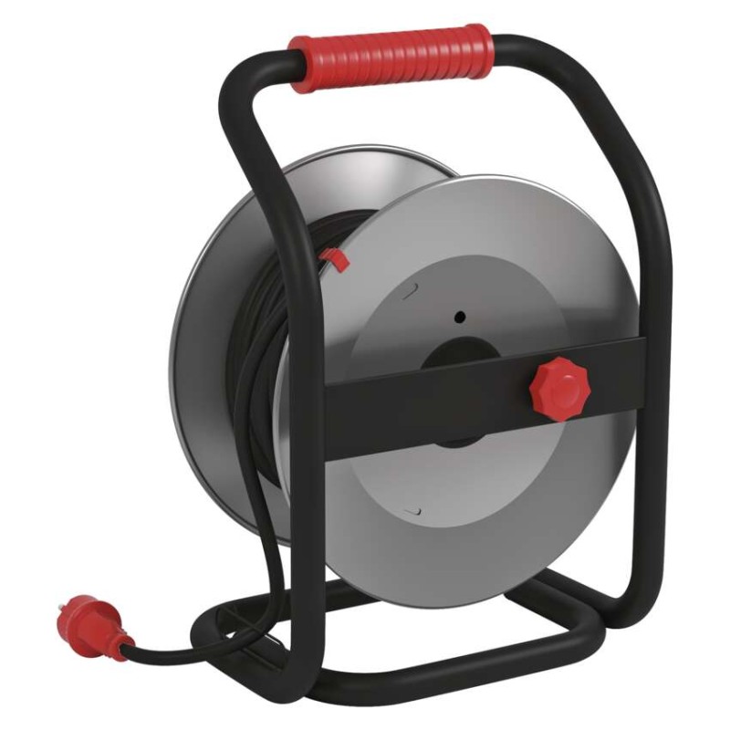Venkovní prodlužovací kabel na bubnu 25 m / 4 zás. / černý / guma-neopren / 230V / 1,5 mm2