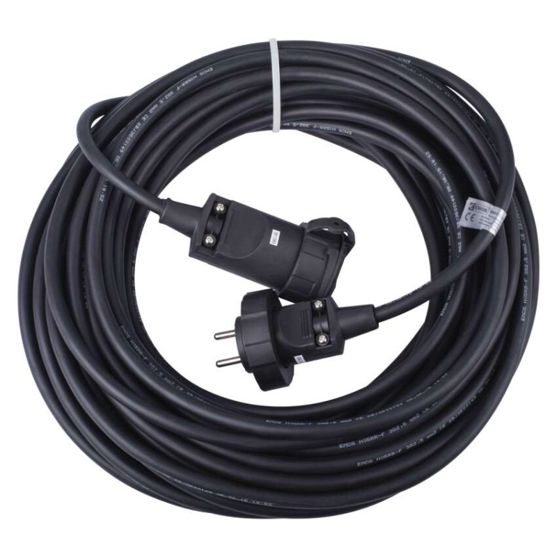 Przedłużacz ogrodowy 20 m / 1 gniazdo / czarny / guma / 230 V / 2,5 mm2