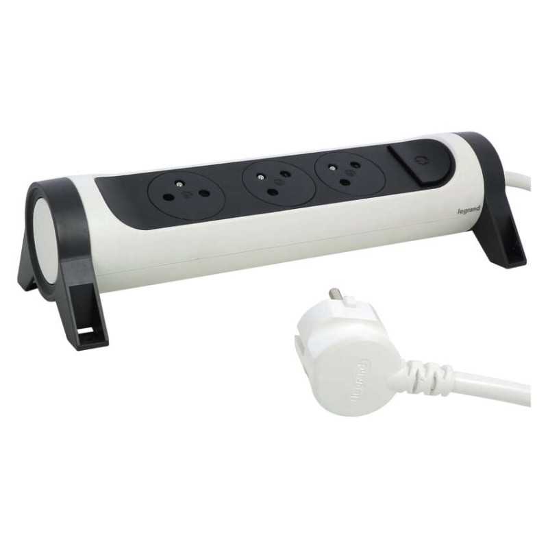 Legrand prodlužovací kabel 3 m / 3 zásuvky / s vypínačem / bílá-černá / PVC / 1,5 mm2